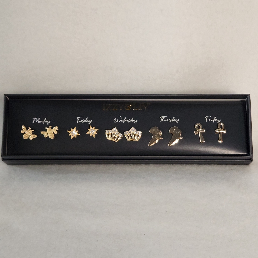 Izzy & Liv Queen Bee Butterfly 5 Piece Gold-Plated Stud Earring Set Versatile